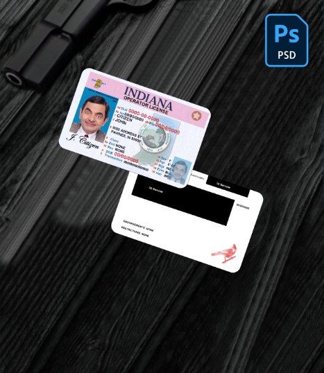 USA Indiana driving (operator) license PSD